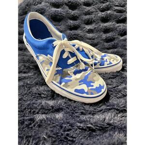 Vans Blue Camo Lace Up Sneakers Juniors 6.5 Youth Canvas EUC